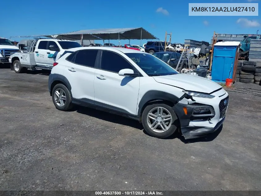 2020 Hyundai Kona Se VIN: KM8K12AA2LU427410 Lot: 40637500