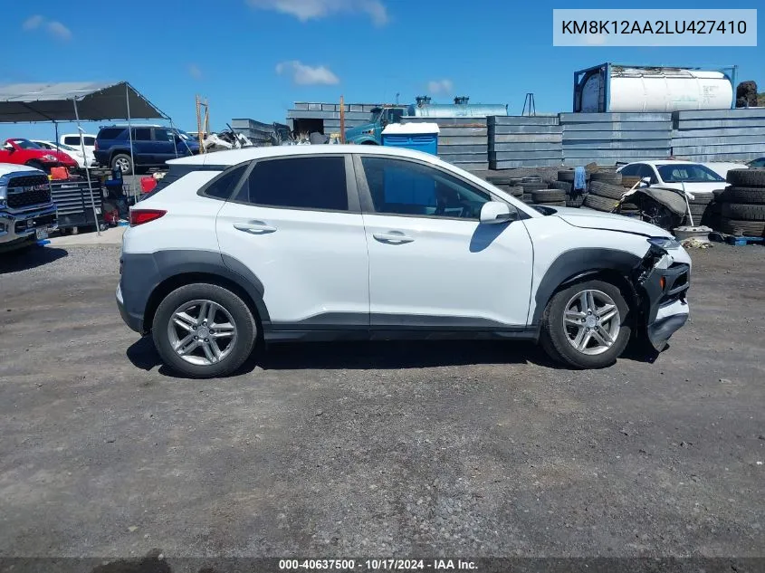 2020 Hyundai Kona Se VIN: KM8K12AA2LU427410 Lot: 40637500