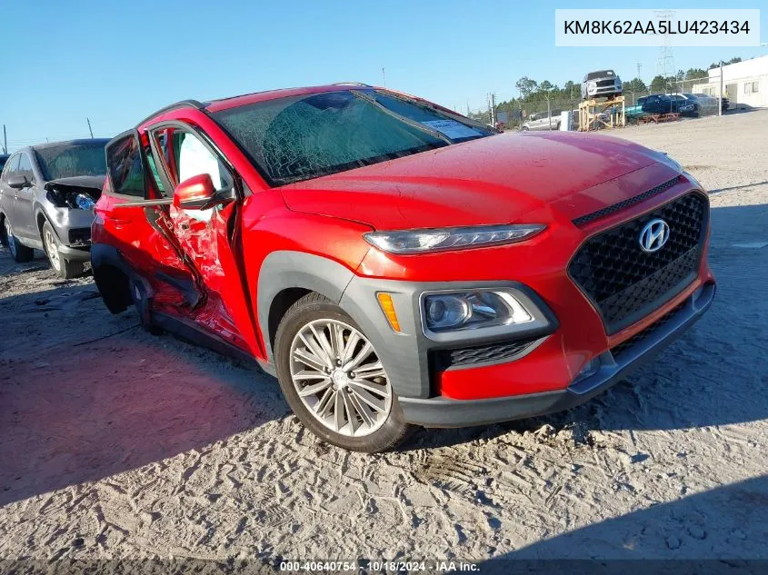 2020 Hyundai Kona Sel Plus VIN: KM8K62AA5LU423434 Lot: 40640754