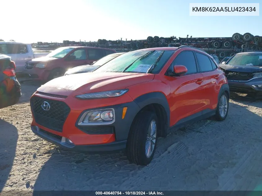 2020 Hyundai Kona Sel Plus VIN: KM8K62AA5LU423434 Lot: 40640754