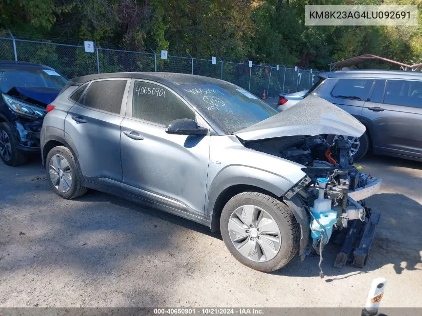 2020 Hyundai Kona Sel VIN: KM8K23AG4LU092691 Lot: 40650901