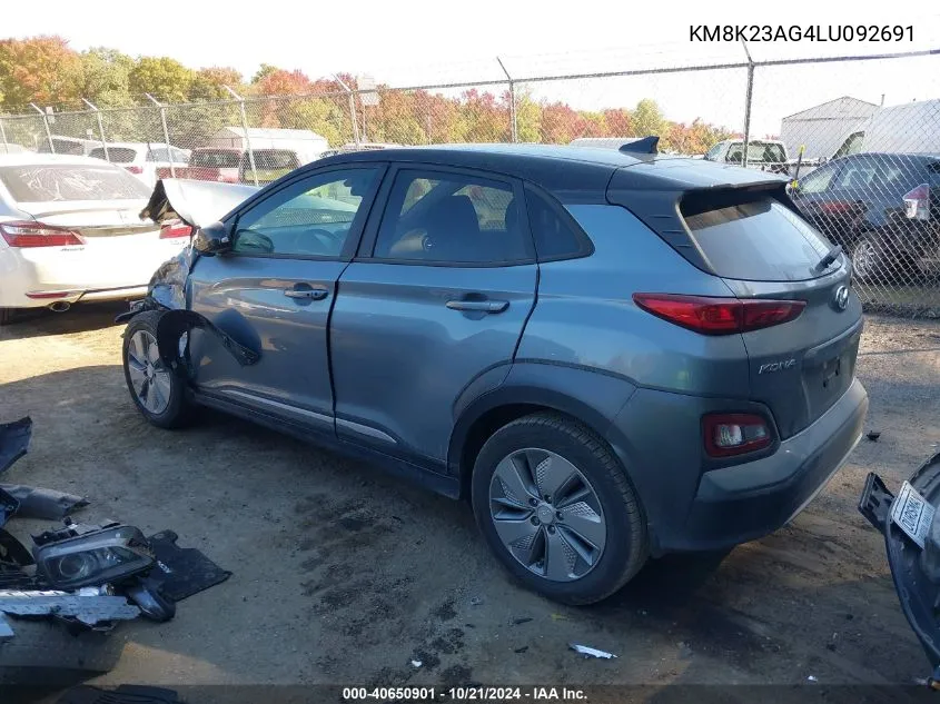 2020 Hyundai Kona Sel VIN: KM8K23AG4LU092691 Lot: 40650901