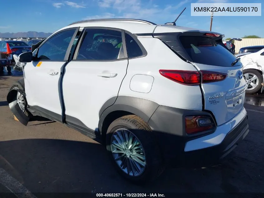 2020 Hyundai Kona Sel VIN: KM8K22AA4LU590170 Lot: 40652571