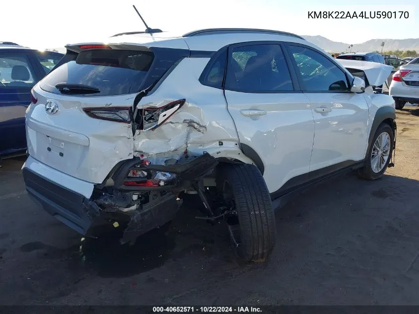 2020 Hyundai Kona Sel VIN: KM8K22AA4LU590170 Lot: 40652571