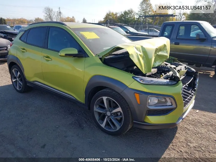 2020 Hyundai Kona Limited VIN: KM8K3CA53LU548157 Lot: 40655406