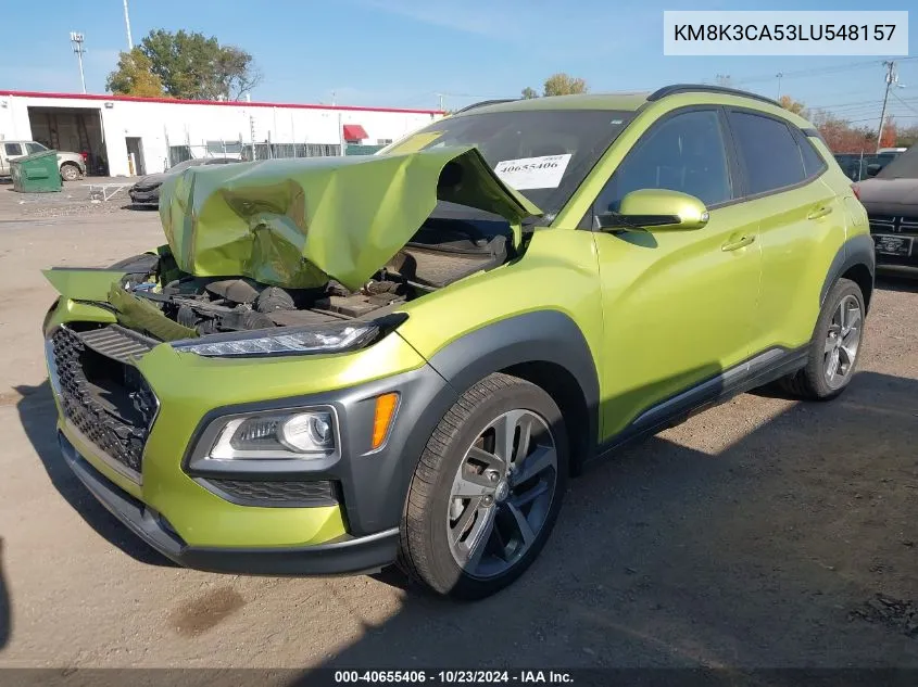 2020 Hyundai Kona Limited VIN: KM8K3CA53LU548157 Lot: 40655406