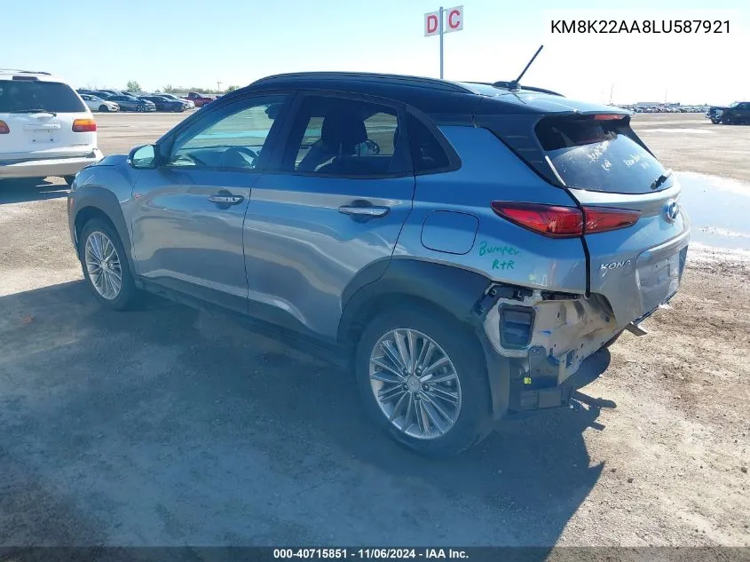 2020 Hyundai Kona Sel VIN: KM8K22AA8LU587921 Lot: 40715851