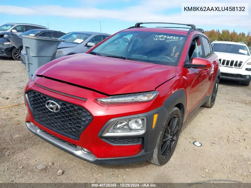 2020 Hyundai Kona Sel Plus VIN: KM8K62AAXLU458132 Lot: 40728355