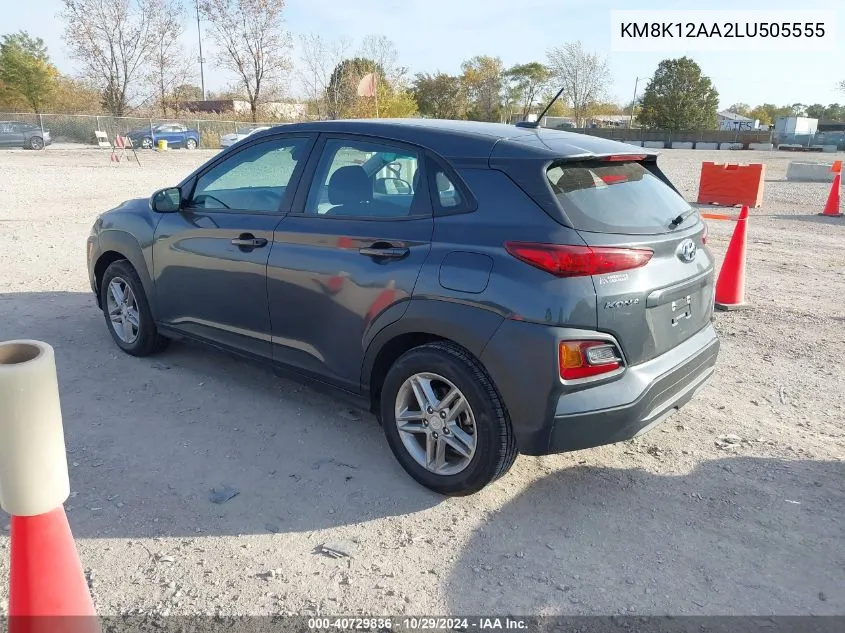 2020 Hyundai Kona Se VIN: KM8K12AA2LU505555 Lot: 40729836