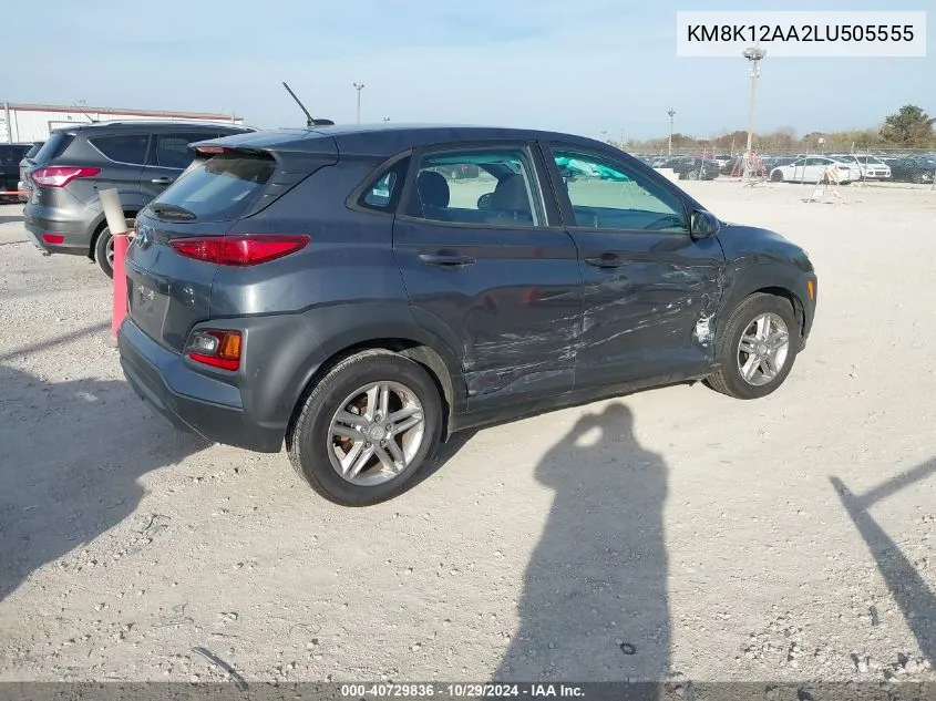 2020 Hyundai Kona Se VIN: KM8K12AA2LU505555 Lot: 40729836