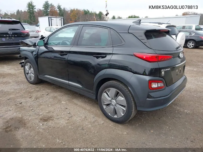 2020 Hyundai Kona Electric Ultimate VIN: KM8K53AG0LU078813 Lot: 40763632