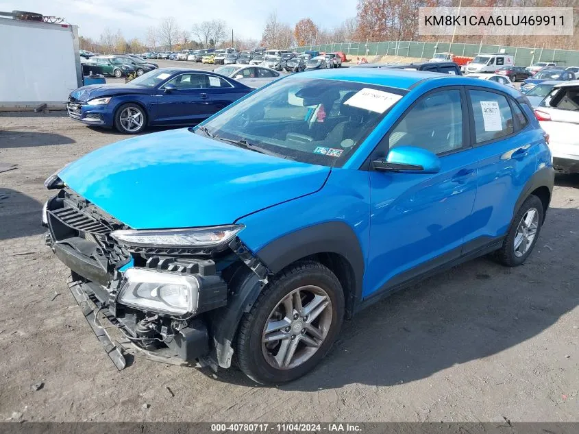 2020 Hyundai Kona Se VIN: KM8K1CAA6LU469911 Lot: 40780717