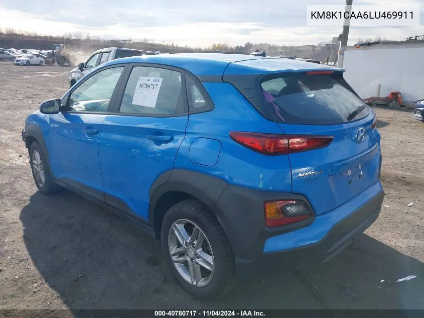 2020 Hyundai Kona Se VIN: KM8K1CAA6LU469911 Lot: 40780717