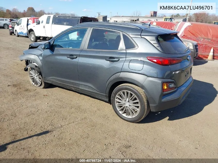 2020 Hyundai Kona Sel Plus VIN: KM8K6CAA7LU496701 Lot: 40788724