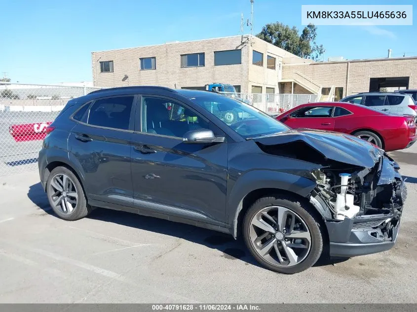 2020 Hyundai Kona Limited VIN: KM8K33A55LU465636 Lot: 40791628