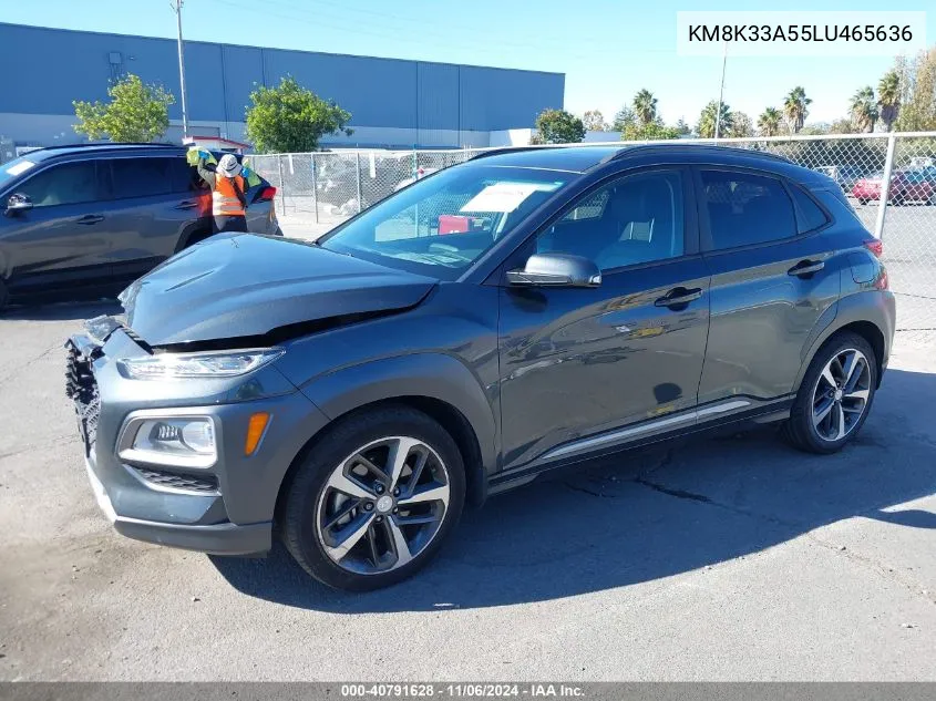 2020 Hyundai Kona Limited VIN: KM8K33A55LU465636 Lot: 40791628