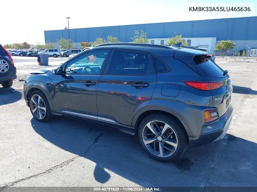 2020 Hyundai Kona Limited VIN: KM8K33A55LU465636 Lot: 40791628