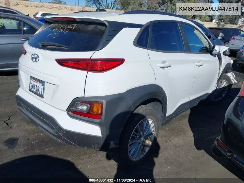 2020 Hyundai Kona Sel VIN: KM8K22AA9LU447814 Lot: 40801432