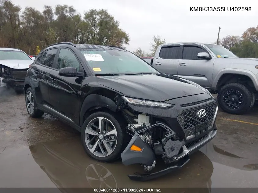 2020 Hyundai Kona Limited VIN: KM8K33A55LU402598 Lot: 40811283