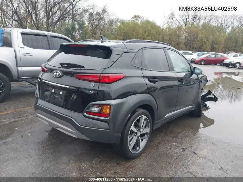 2020 Hyundai Kona Limited VIN: KM8K33A55LU402598 Lot: 40811283