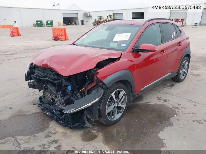 2020 Hyundai Kona Ultimate VIN: KM8K53A55LU575483 Lot: 40811534