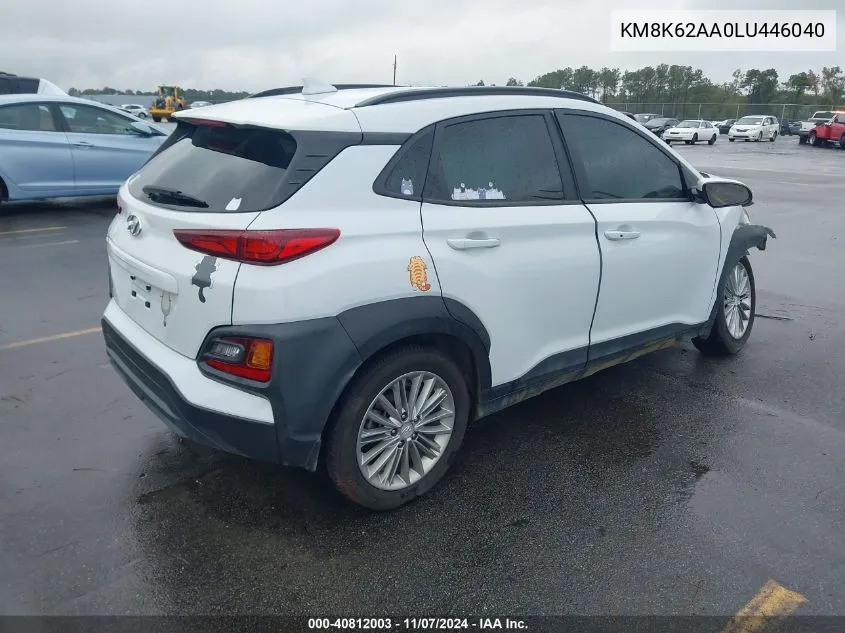 2020 Hyundai Kona Sel Plus VIN: KM8K62AA0LU446040 Lot: 40812003