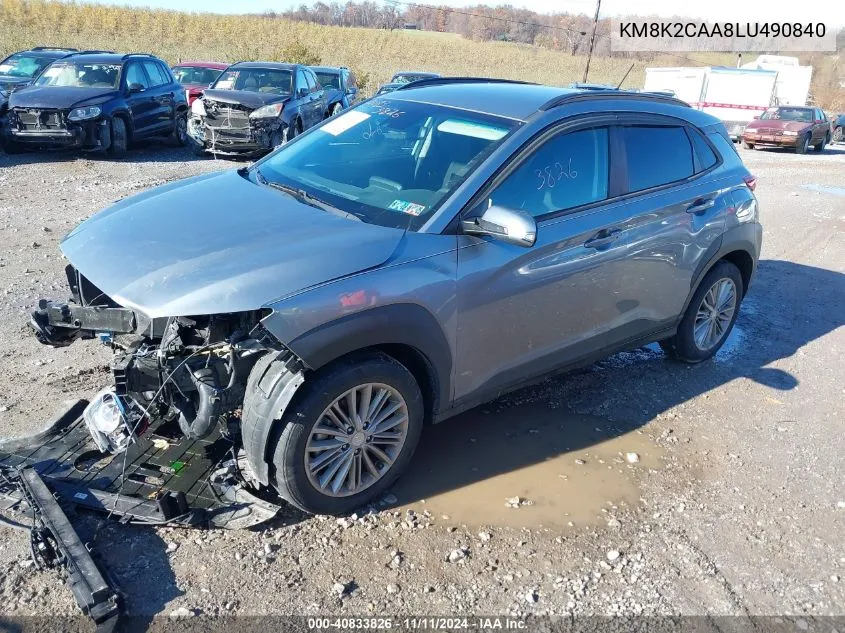 2020 Hyundai Kona Sel VIN: KM8K2CAA8LU490840 Lot: 40833826