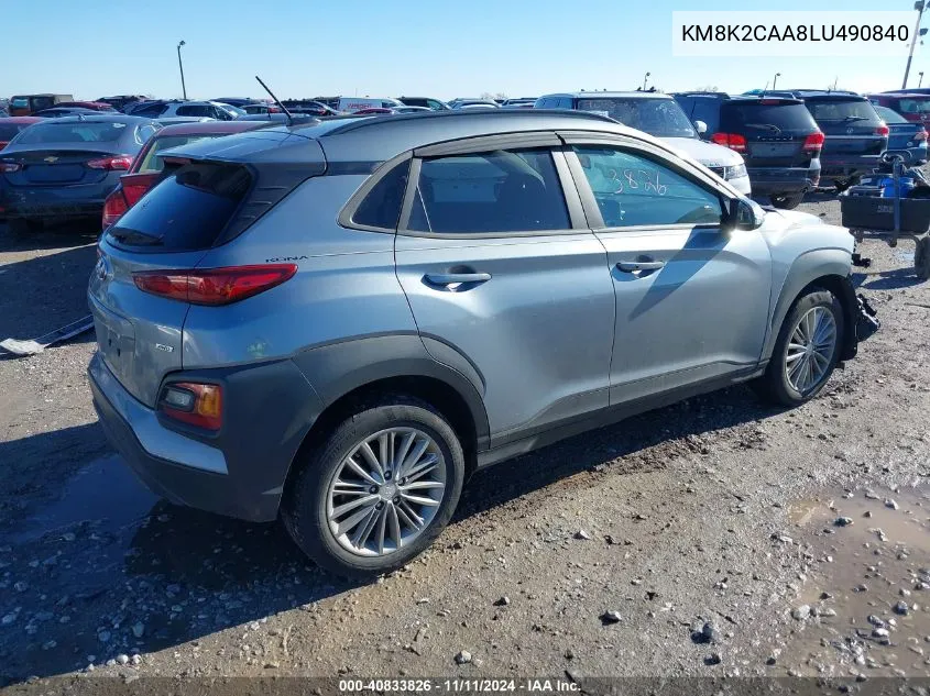 2020 Hyundai Kona Sel VIN: KM8K2CAA8LU490840 Lot: 40833826