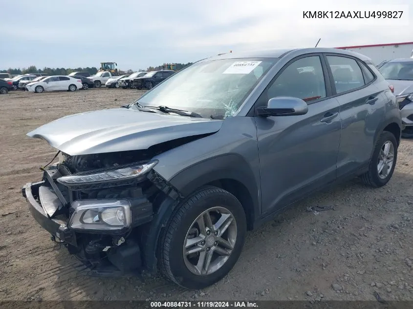 2020 Hyundai Kona Se VIN: KM8K12AAXLU499827 Lot: 40884731