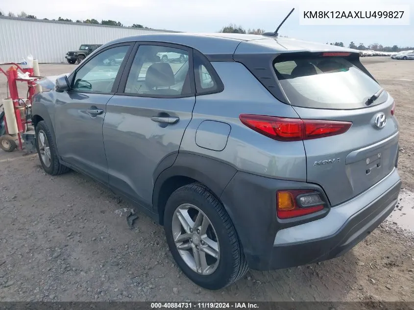 2020 Hyundai Kona Se VIN: KM8K12AAXLU499827 Lot: 40884731