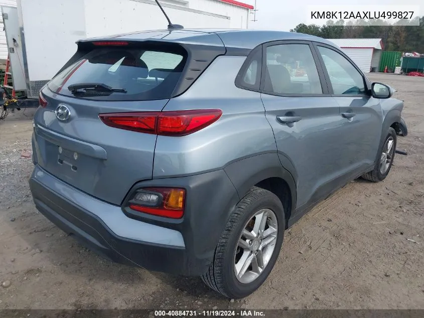 2020 Hyundai Kona Se VIN: KM8K12AAXLU499827 Lot: 40884731