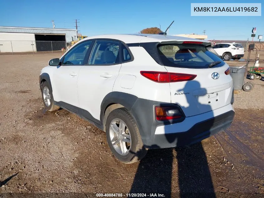 2020 Hyundai Kona Se VIN: KM8K12AA6LU419682 Lot: 40884785