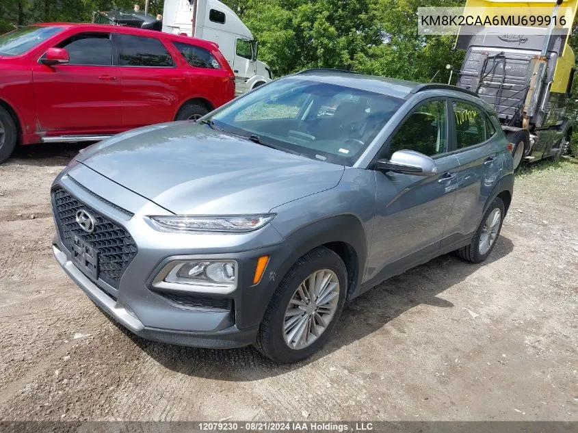 2021 Hyundai Kona Sel VIN: KM8K2CAA6MU699916 Lot: 12079230