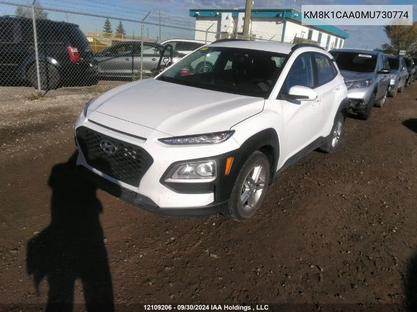 2021 Hyundai Kona Se VIN: KM8K1CAA0MU730774 Lot: 12109206