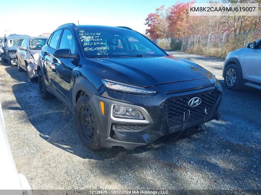 2021 Hyundai Kona Sel VIN: KM8K2CAA9MU619007 Lot: 12125676