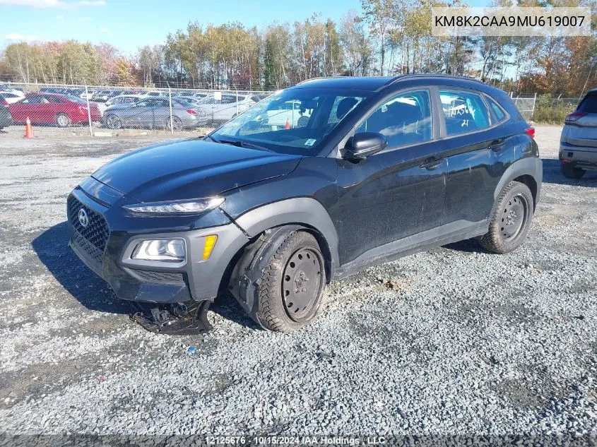 2021 Hyundai Kona Sel VIN: KM8K2CAA9MU619007 Lot: 12125676