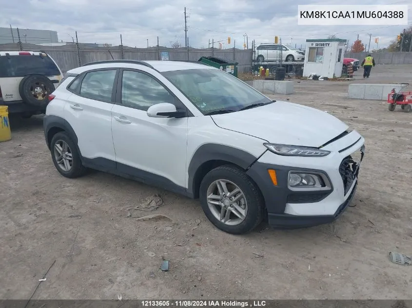 2021 Hyundai Kona Essential Awd VIN: KM8K1CAA1MU604388 Lot: 12133605