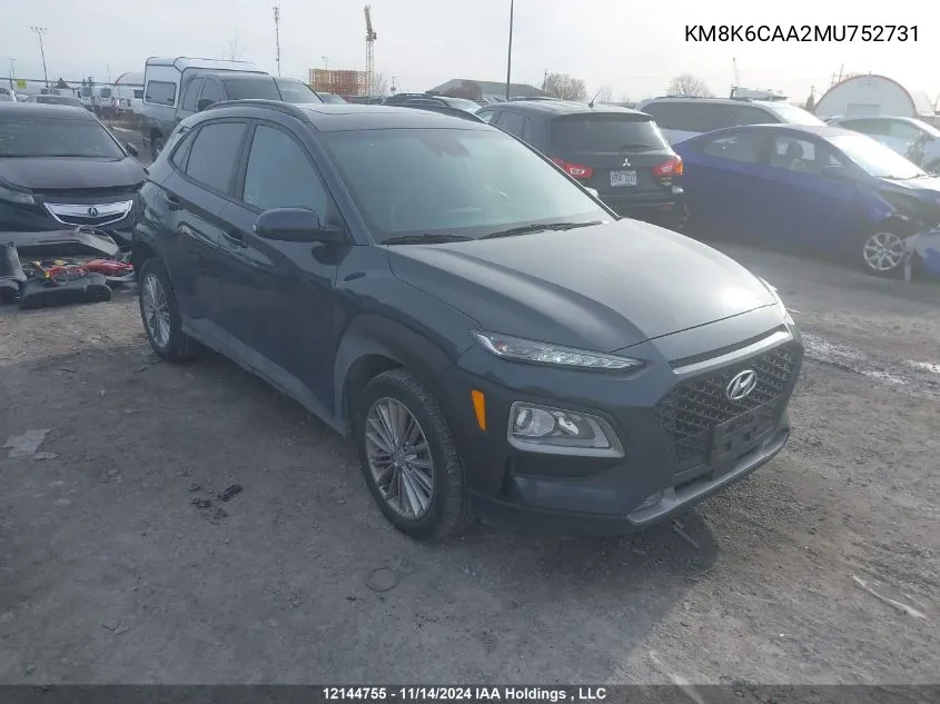 2021 Hyundai Kona Sel Plus VIN: KM8K6CAA2MU752731 Lot: 12144755