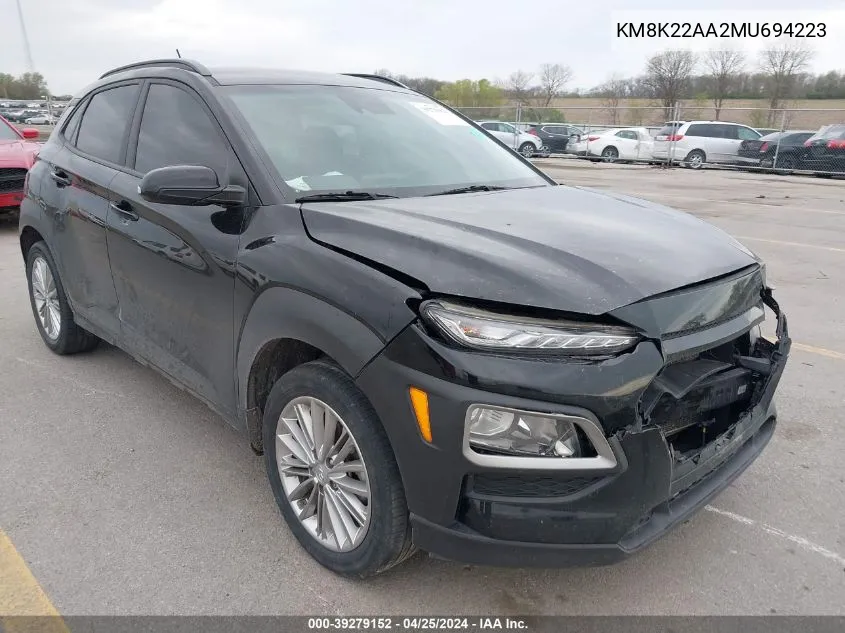 2021 Hyundai Kona Sel VIN: KM8K22AA2MU694223 Lot: 39279152