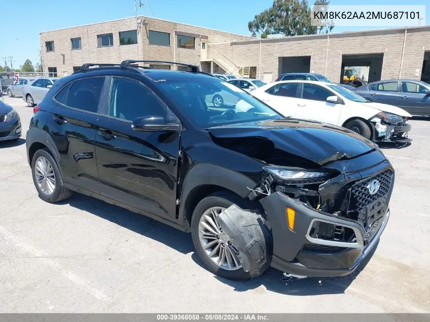 2021 Hyundai Kona Sel Plus VIN: KM8K62AA2MU687101 Lot: 39368058