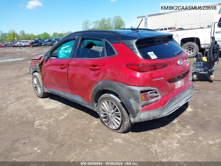 2021 Hyundai Kona Sel VIN: KM8K2CAA5MU623698 Lot: 39386984