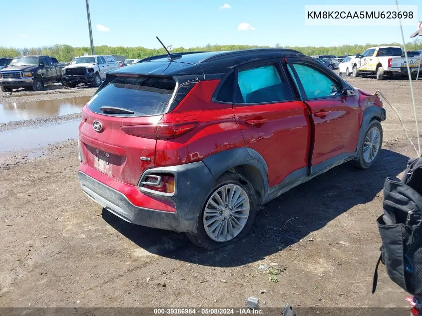 2021 Hyundai Kona Sel VIN: KM8K2CAA5MU623698 Lot: 39386984