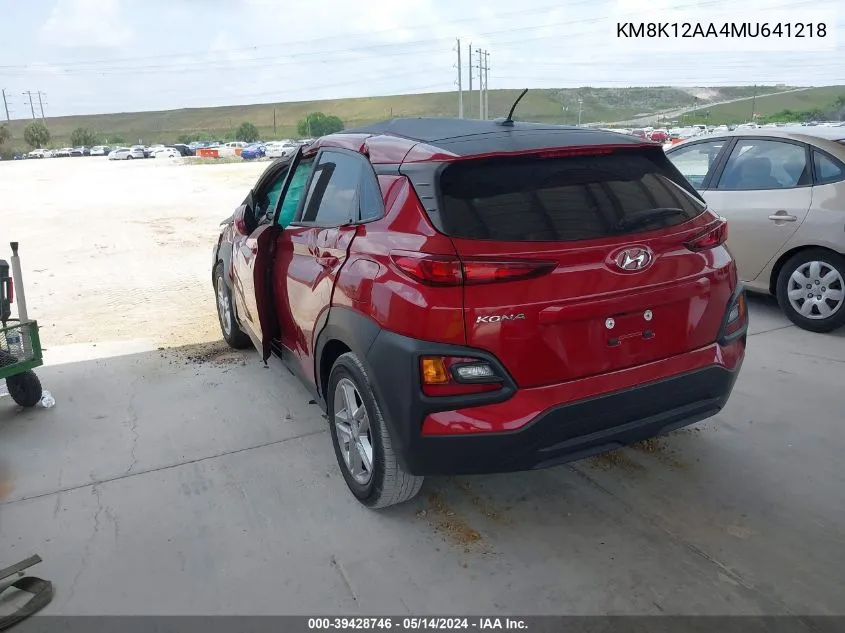 KM8K12AA4MU641218 2021 Hyundai Kona Se