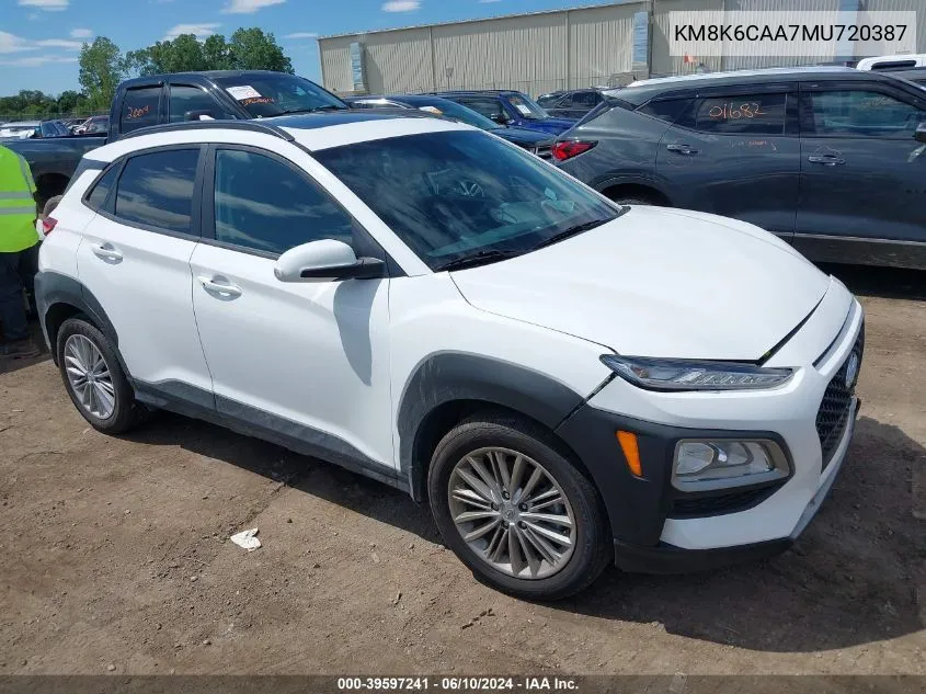 2021 Hyundai Kona Sel Plus VIN: KM8K6CAA7MU720387 Lot: 39597241