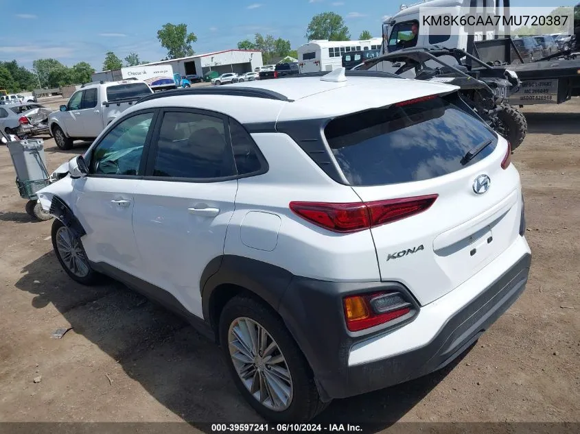 2021 Hyundai Kona Sel Plus VIN: KM8K6CAA7MU720387 Lot: 39597241