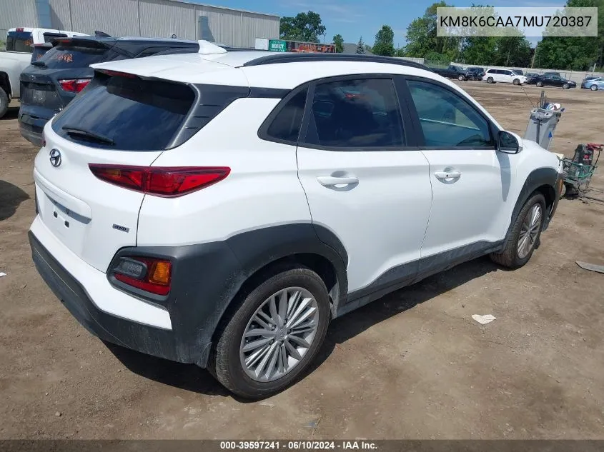 2021 Hyundai Kona Sel Plus VIN: KM8K6CAA7MU720387 Lot: 39597241