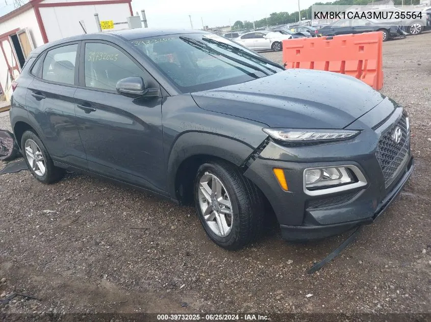 2021 Hyundai Kona Se VIN: KM8K1CAA3MU735564 Lot: 39732025