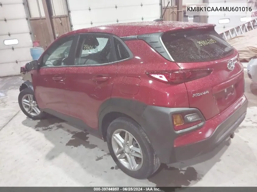 2021 Hyundai Kona Se VIN: KM8K1CAA4MU601016 Lot: 39744957