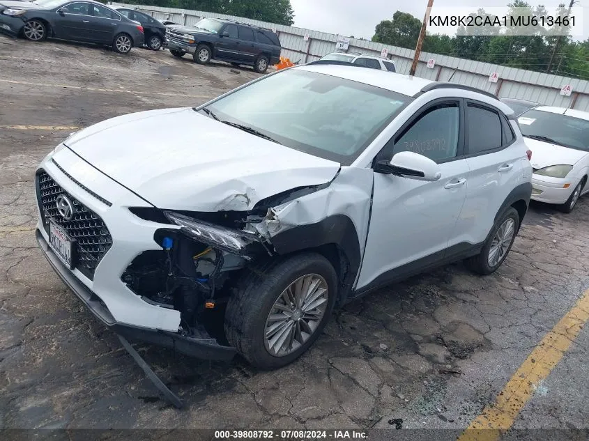 2021 Hyundai Kona Sel VIN: KM8K2CAA1MU613461 Lot: 39808792