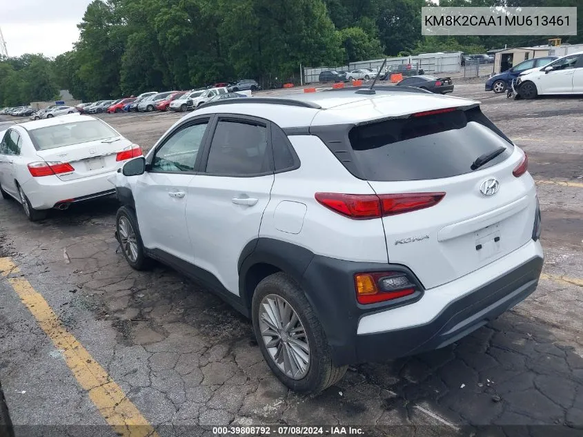 2021 Hyundai Kona Sel VIN: KM8K2CAA1MU613461 Lot: 39808792